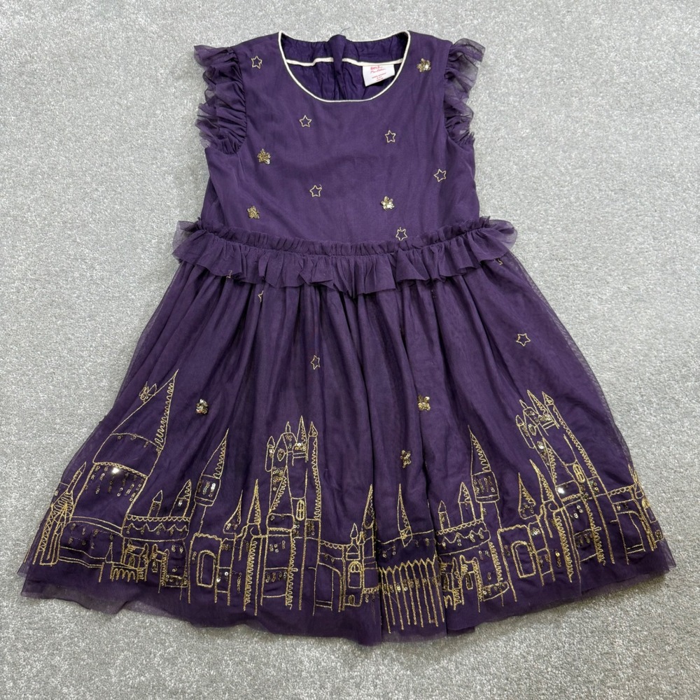 Mini Boden Harry Potter Hogwarts Castle Star Purple Tulle Dress Girl 8-9Y Wizard